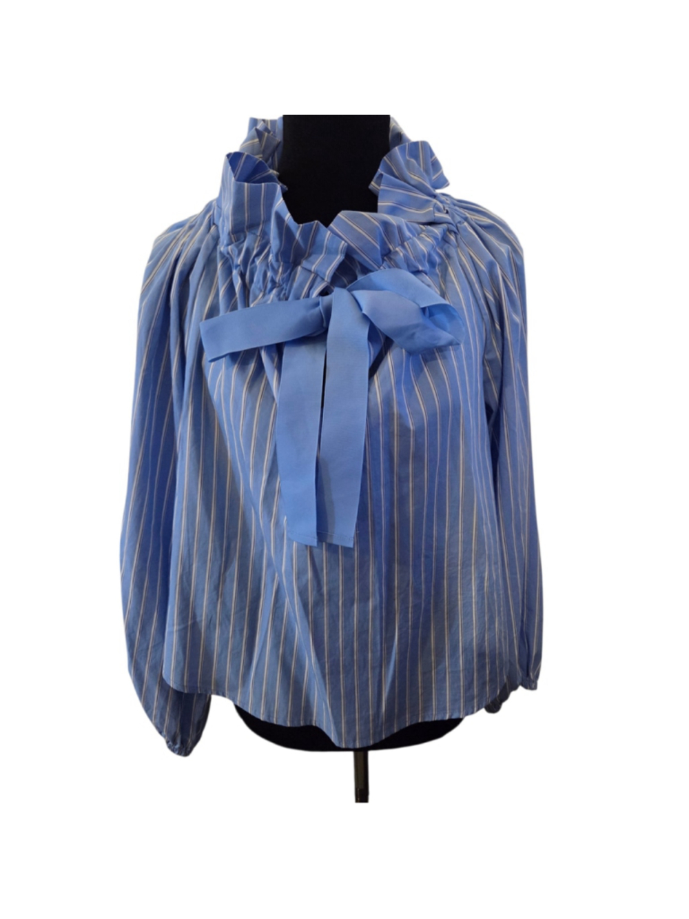 Free Assembly Striped Blouse, Size XS, Blue and White - Picture 2 of 7